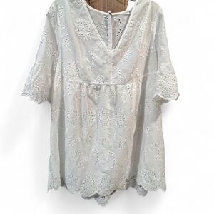 Elegant White Eyelet Women Dress